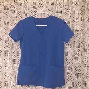 Figs Ceil Blue Casma Three-Pocket Scrub Top
